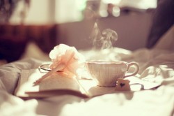 diary, flower, and cup of tea